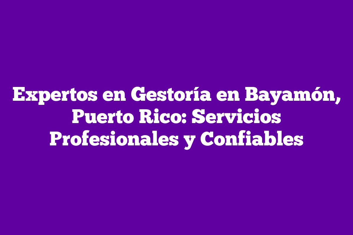 ᐈ Expertos en Gestoría en Bayamón, Puerto Rico: Servicios Profesionales ...